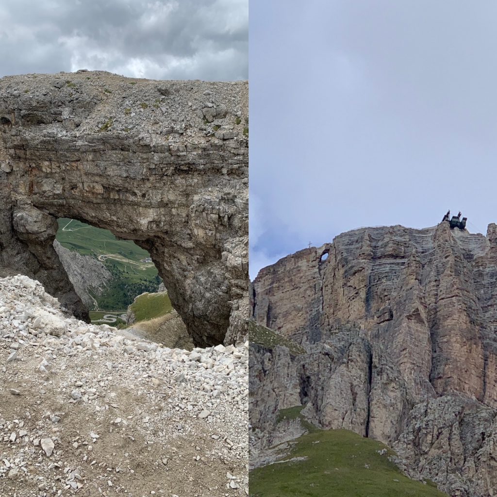 Vista del foro della cima pordoi dal basso e dalll'alto 